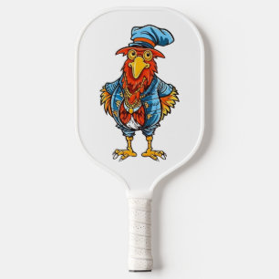 Funny Bossy Cartoon Rooster Pickleball Paddle
