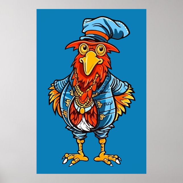 Funny Bossy Cartoon Rooster Poster (Front)