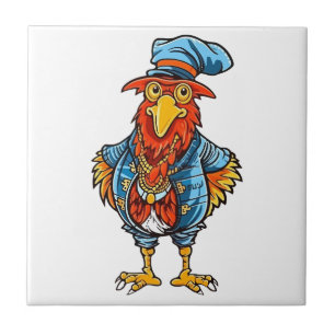 Funny Bossy Cartoon Rooster Tile