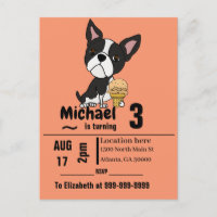Funny Boston Terrier and Ice Cream Birthday Party