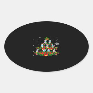 Funny Boston Terrier Christmas Tree Dog Mask Xmas Oval Sticker