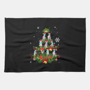 Funny Boston Terrier Christmas Tree Dog Mask Xmas Tea Towel