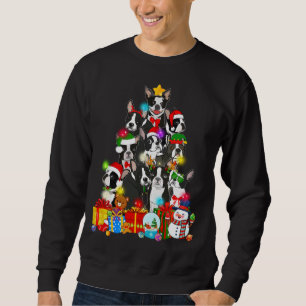 Funny Boston Terrier Christmas Tree Lights Puppy D Sweatshirt