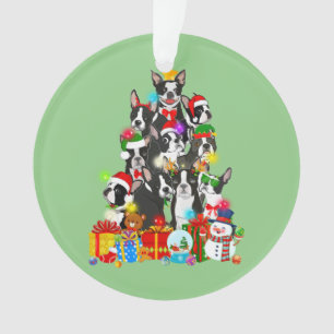 Funny Boston Terrier Christmas Tree Lights Puppy Ornament