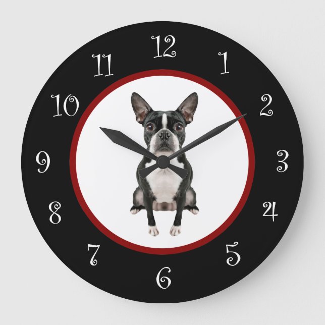 Funny Boston Terrier Dog Breed Wall Decor Clock (Front)