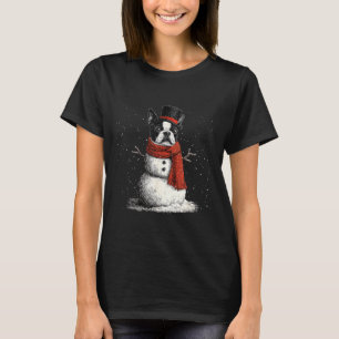 Funny Boston Terrier Dog Christmas Snowman Xmas Pa T-Shirt
