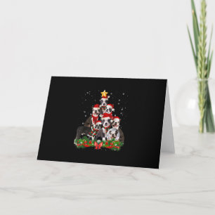 Funny Boston Terrier Dog Christmas Tree Gift Holiday Card