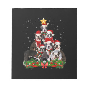 Funny Boston Terrier Dog Christmas Tree Gift Notepad