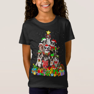 Funny Boston Terrier Dog Christmas Tree Lights Xma T-Shirt
