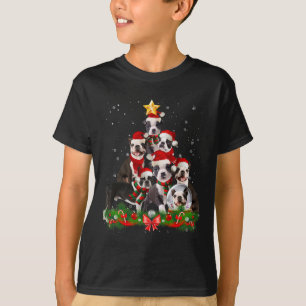 Funny Boston Terrier Dog Christmas Tree T-Shirt