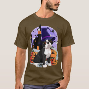 Funny Boston Terrier Dog Halloween Witch Pumpkin  T-Shirt