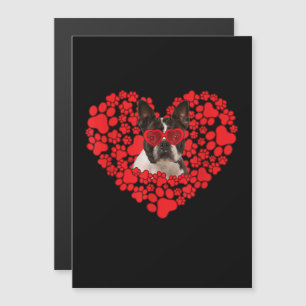 Funny Boston Terrier Dog Paw Heart Valentine Day Magnetic Invitation