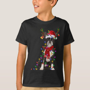 Funny Boston Terrier Dog Tree Christmas Lights Xma T-Shirt