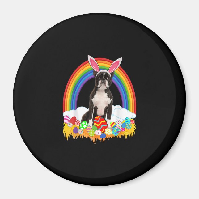 Funny Boston Terrier Egg Shirt Dog Lover Easter Magnet (Front)