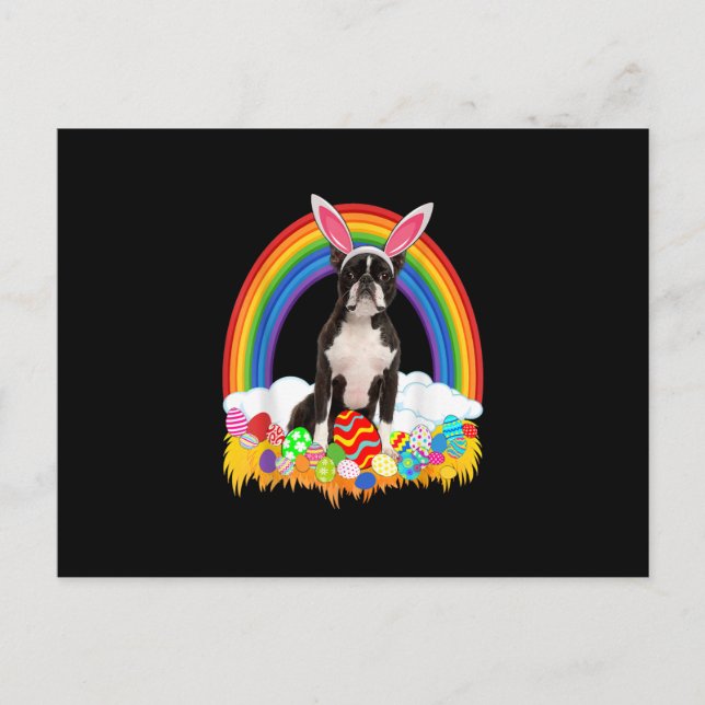 Funny Boston Terrier Egg Shirt Dog Lover Easter Postcard (Front)