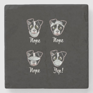 Funny Boston Terrier Gift Mouth Nose Mask Dogs T-S Stone Coaster