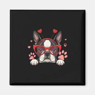Funny Boston Terrier Heart Headnd Valentine Womens Magnet