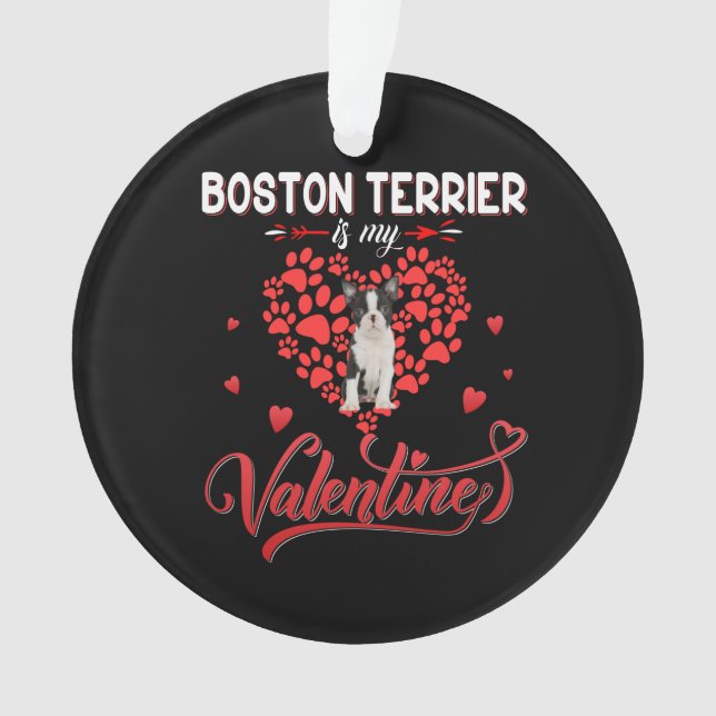 Funny Boston Terrier Is My Valentine Ornament (Front)