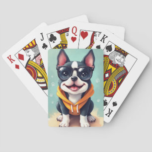Funny Boston Terrier Kawaii Dog Playing Cards