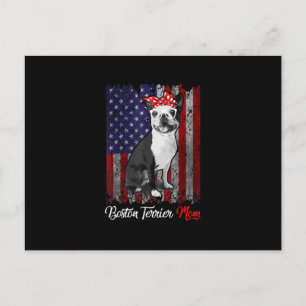 Funny Boston Terrier Mum American Flag Tee T-Shirt Postcard