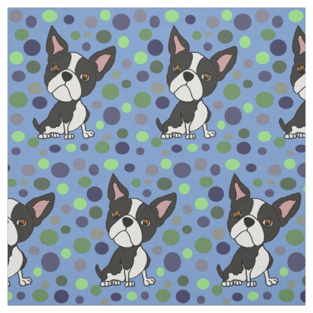 Funny Boston Terrier Puppy Dog Abstract Fabric (Swatch)