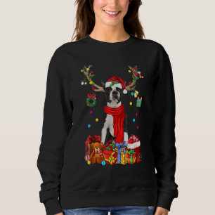 Funny Boston Terrier Reindeer Gift Christmas Horn Sweatshirt
