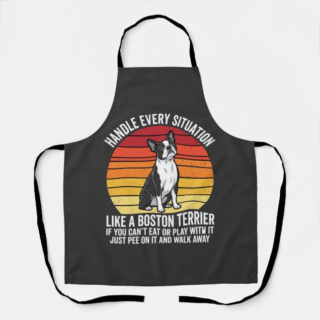 Funny Boston Terrier Retro Dog Attitude Apron (Front)
