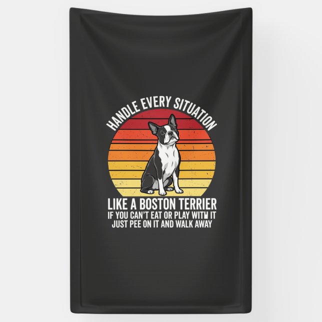 Funny Boston Terrier Retro Dog Attitude Banner (Vertical)