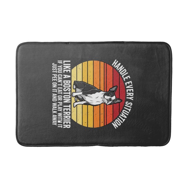 Funny Boston Terrier Retro Dog Attitude Bath Mat (Front)