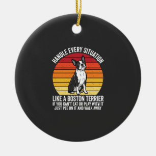 Funny Boston Terrier Retro Dog Attitude Ceramic Tree Decoration