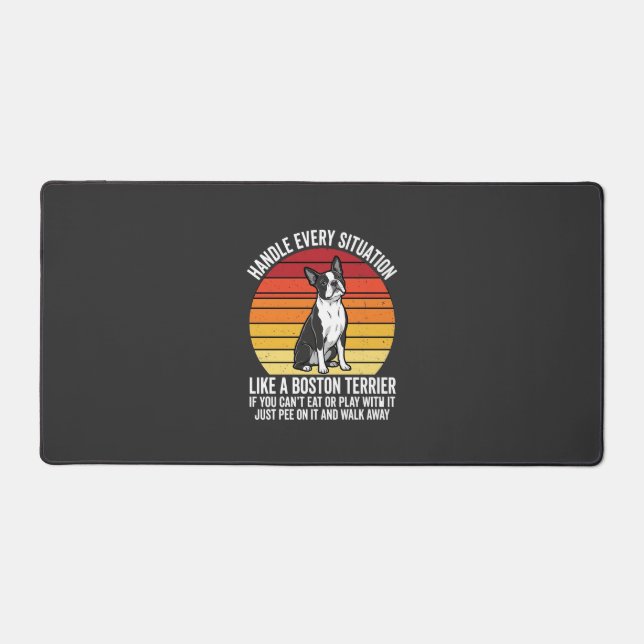 Funny Boston Terrier Retro Dog Attitude Desk Mat (Front)