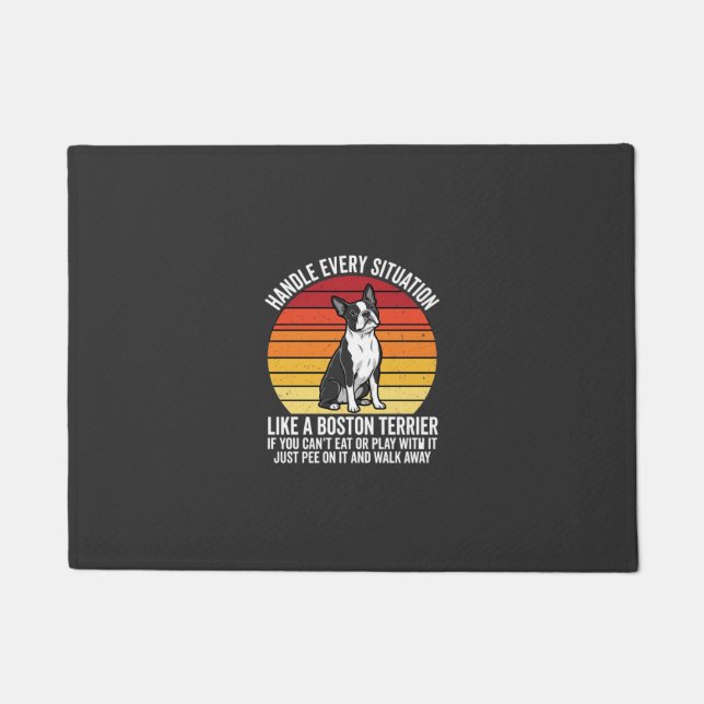 Funny Boston Terrier Retro Dog Attitude Doormat (Front)
