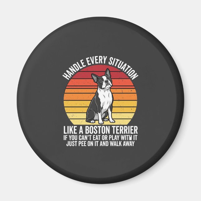 Funny Boston Terrier Retro Dog Attitude Magnet (Front)