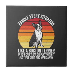 Funny Boston Terrier Retro Dog Attitude Tile