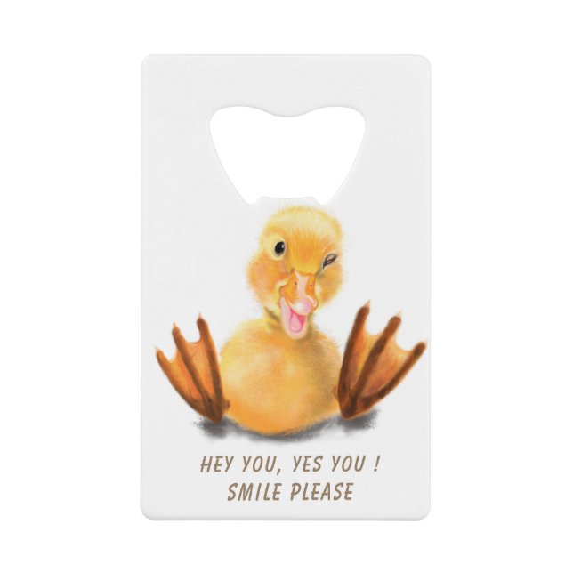 Funny Bottle Opener Happy Duck - Custom Text (Front)