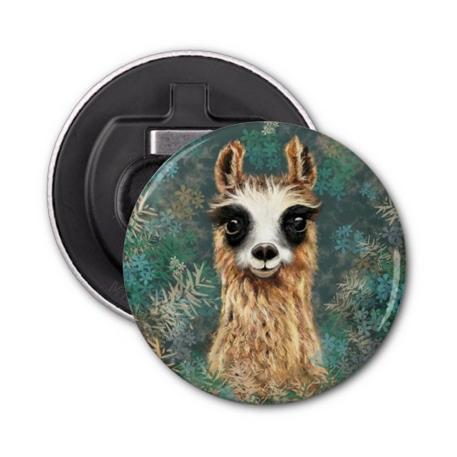 Funny Bottle Opener with Curious Llama (Front)