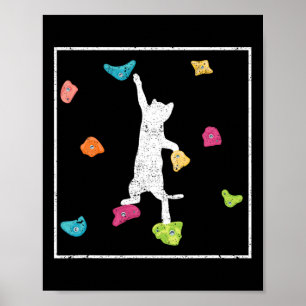Funny Bouldering Cat Climber Cute Kitten Cats Rock Poster