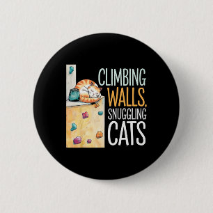 Funny Bouldering Cat – Rock Climbing And Cat Lover 6 Cm Round Badge