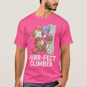 Funny Bouldering Cat Rock Climbing Cat Lover Des T-Shirt