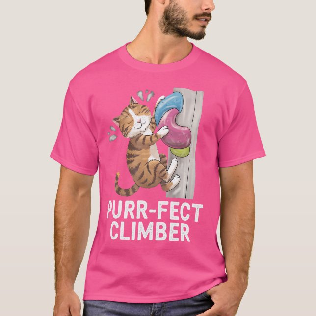 Funny Bouldering Cat  Rock Climbing  Cat Lover Des T-Shirt (Front)