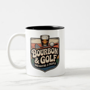 Funny Bourbon Golf Golfer Dad Gift Vintage Two-Tone Coffee Mug