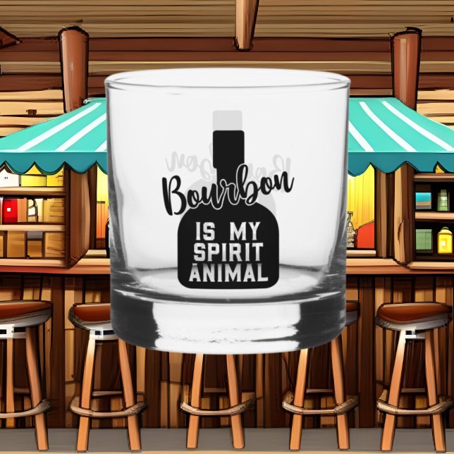 Funny Bourbon spirit animal word art Whiskey Glass (Creator Uploaded)