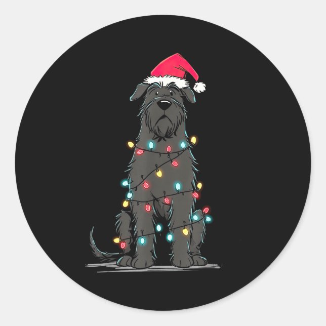 Funny Bouvier Des Flandres Christmas Graphics Dog  Classic Round Sticker (Front)