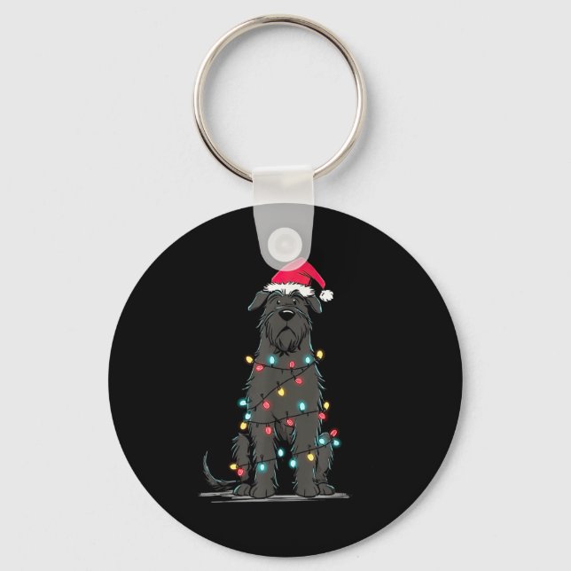 Funny Bouvier Des Flandres Christmas Graphics Dog  Key Ring (Front)