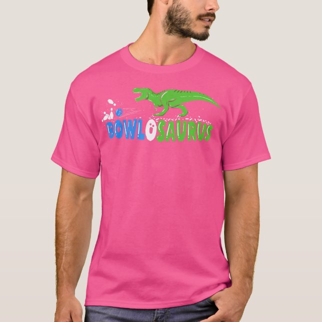 Funny Bowler Cute Dinosaur Bowling T-Shirt (Front)