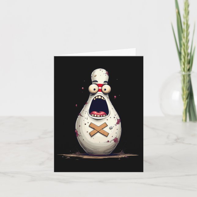 Funny Bowlers Scared Bowling Pin Graphic For Men W Card (Front)