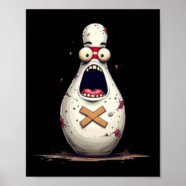 Funny Bowlers Scared Bowling Pin Graphic For Men W Poster (Front)
