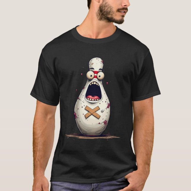 Funny Bowlers Scared Bowling Pin Graphic For Men W T-Shirt (Front)