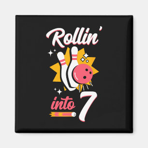 Funny Bowling 7th Birthday Rollin' Into 7 Magnet