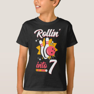 Funny Bowling 7th Birthday Rollin' Into 7 T-Shirt